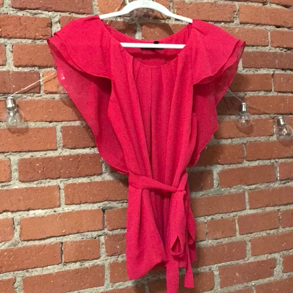 Hot Pink BCBGMaxAzria Blouse with tie - Picture 1 of 3